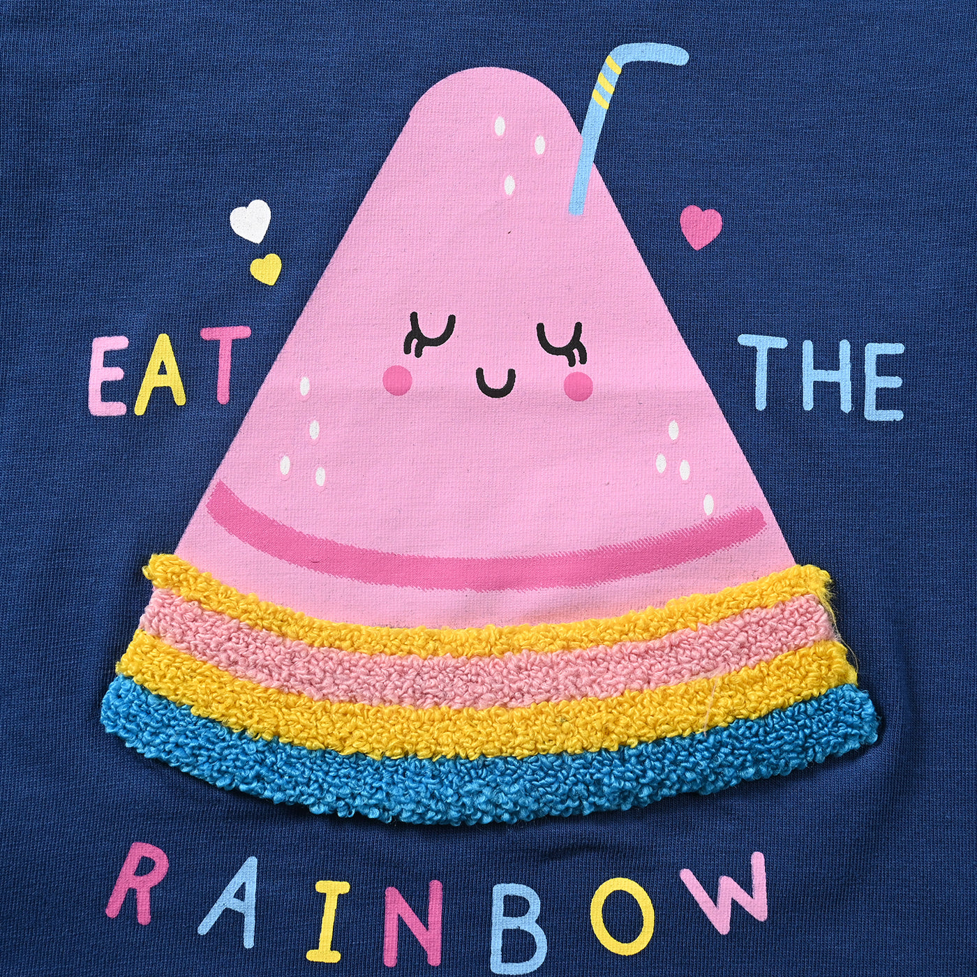 Infant Girls Cotton Jersey T-Shirt Eat The Rainbow-Navy Peony