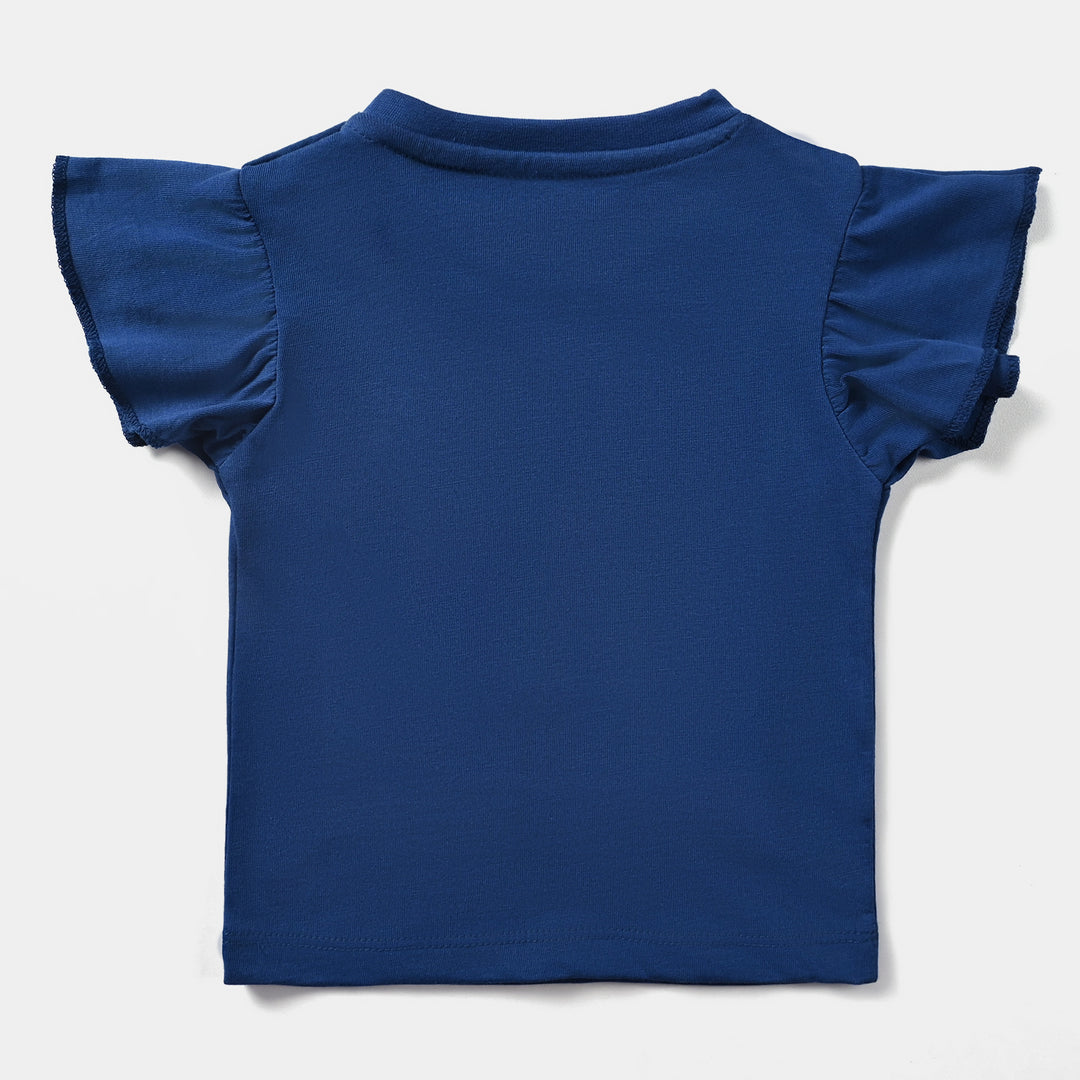 Infant Girls Cotton Jersey T-Shirt Eat The Rainbow-Navy Peony
