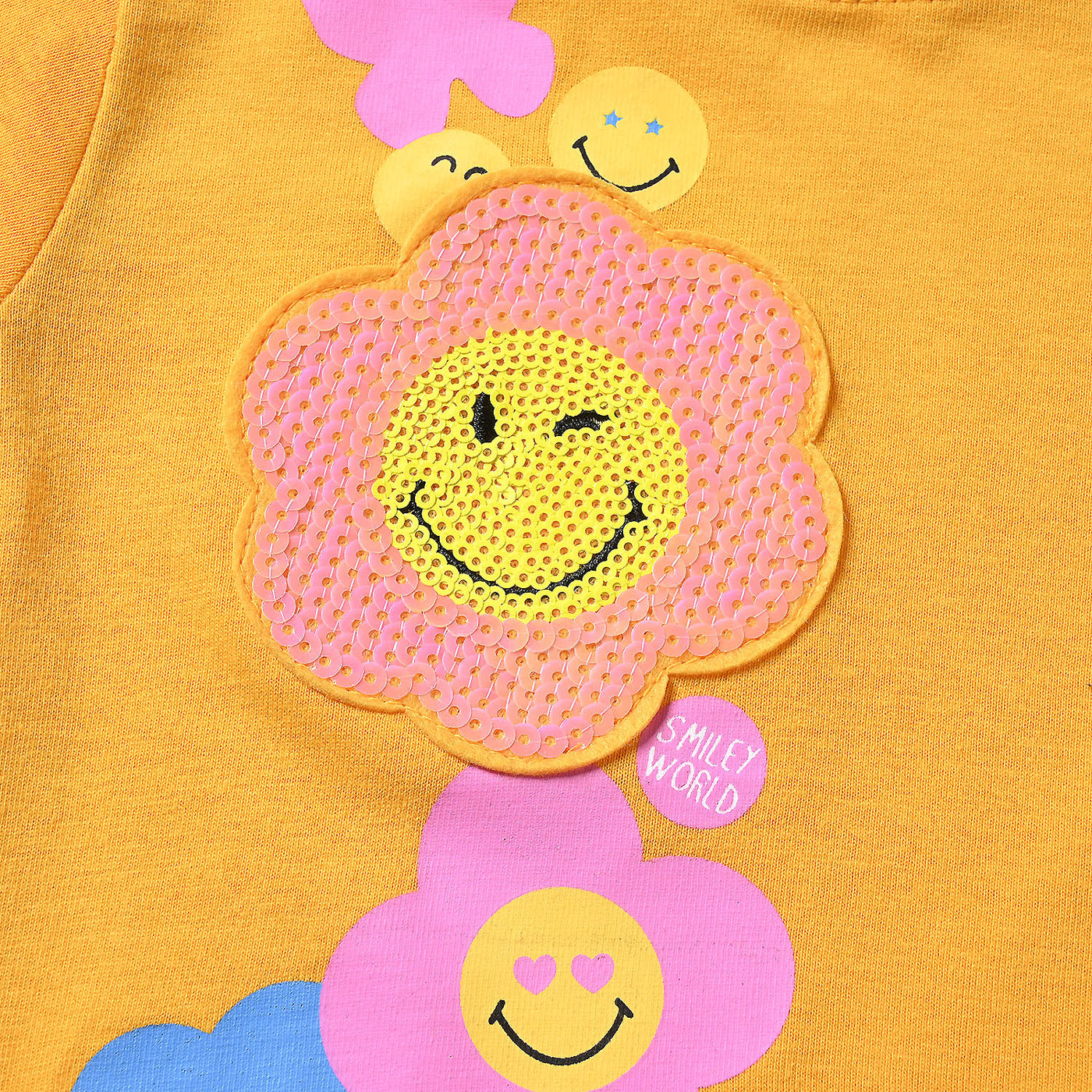 Infant Girls Cotton Jersey T-Shirt Smiley World-Citrus