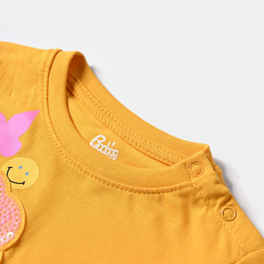 Infant Girls Cotton Jersey T-Shirt Smiley World-Citrus