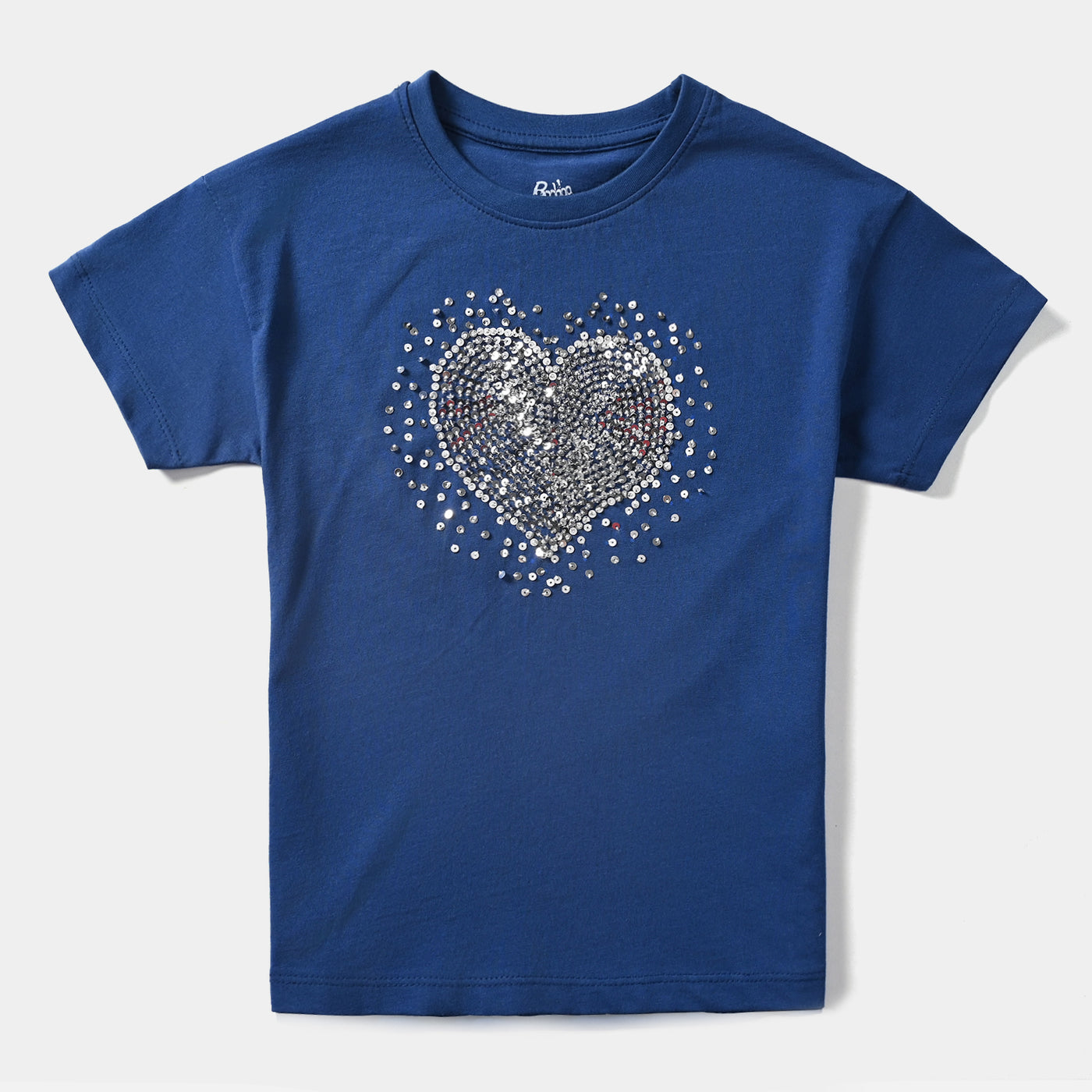 Girls Cotton Jersey T-Shirt H/S Heart-Navy