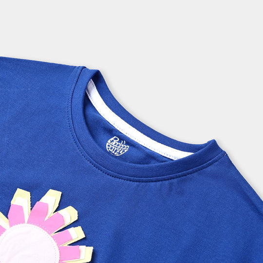 Girls Cotton Jersey T-Shirt H/S Happy-Neon Peony