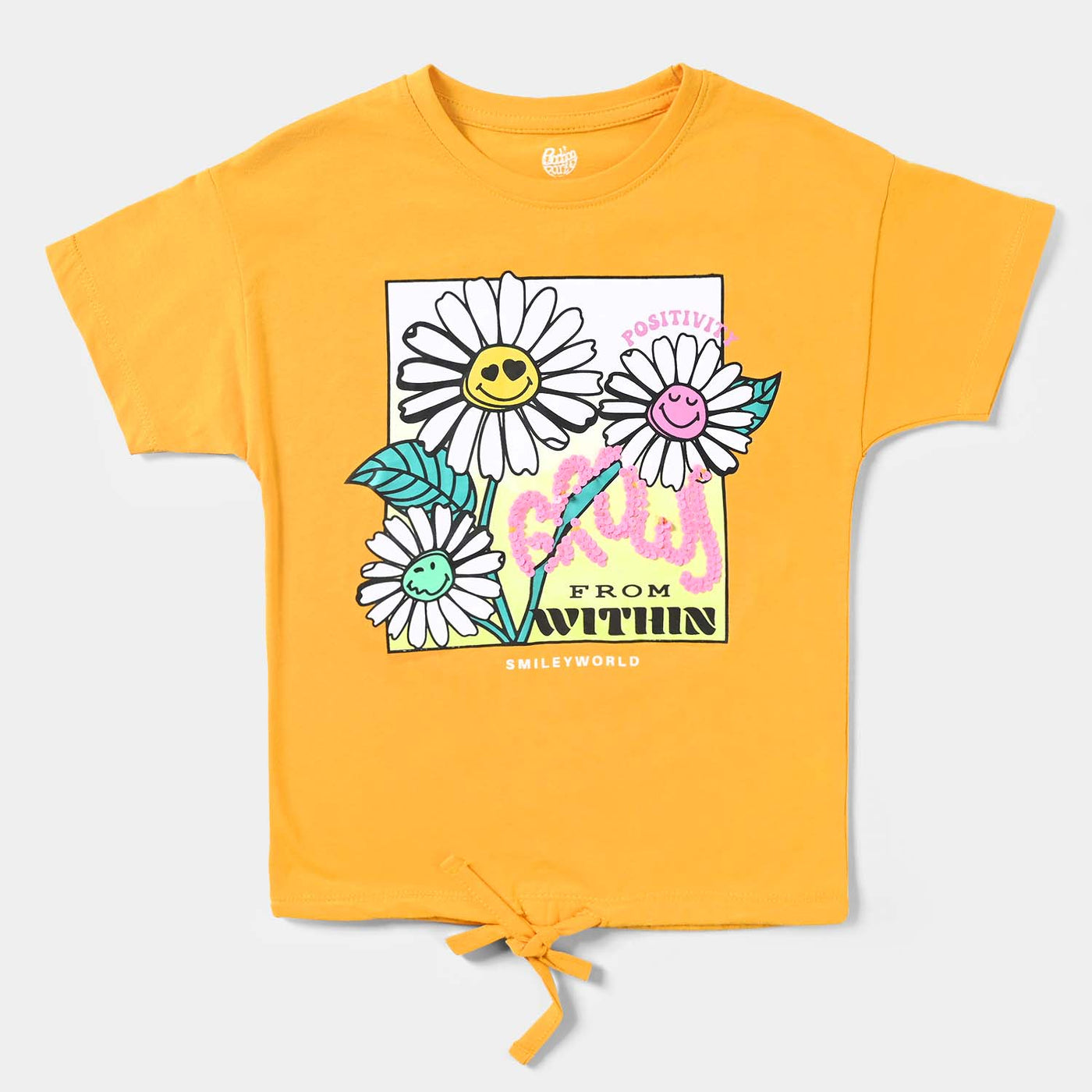 Girls Cotton Jersey T-Shirt H/S Positivity Grows-Citrus