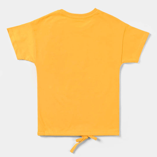 Girls Cotton Jersey T-Shirt H/S Positivity Grows-Citrus