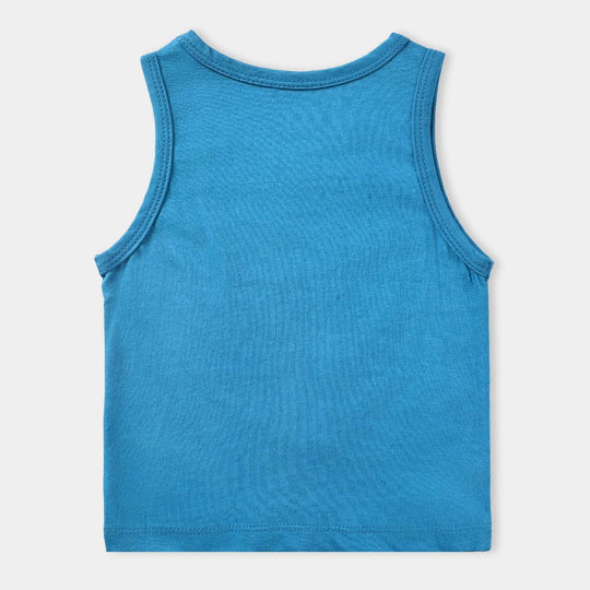 Infant Boys Cotton Jersey Sando Wild Surf-Fjord Blue