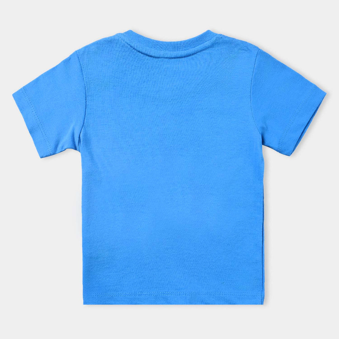 Infant Boys Cotton Jersey Round Neck T-Shirt Number One-B.Blue