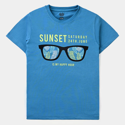 Boys Cotton Jersey T-Shirt H/S Sunset Saturday-Fjord Blue
