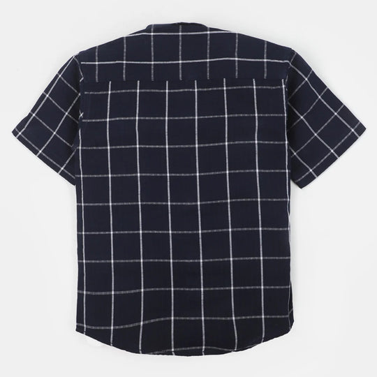 Boys Cotton Casual Shirt Tropical Summer - Navy Blue