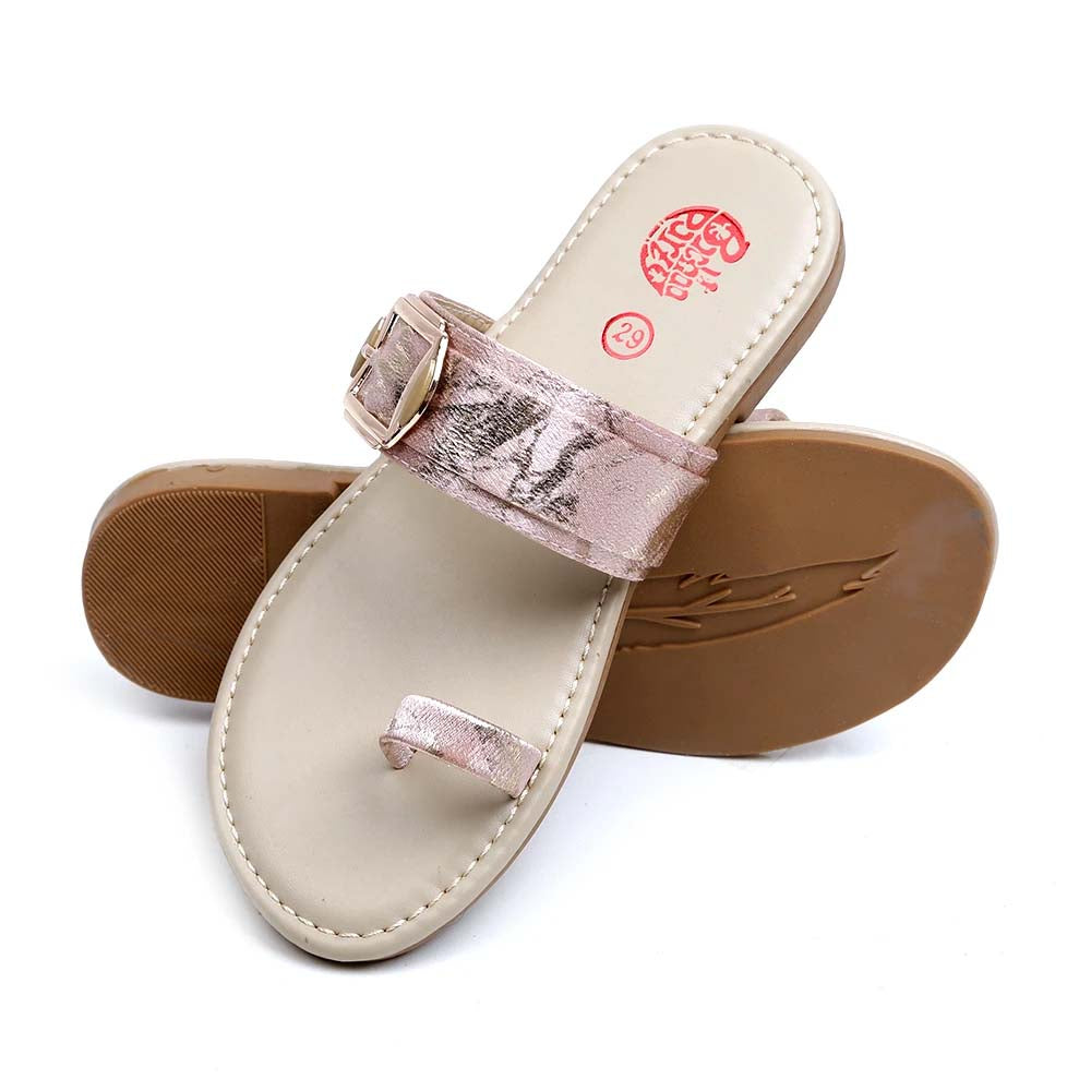Buckle Strap Slippers For Girls - Peach