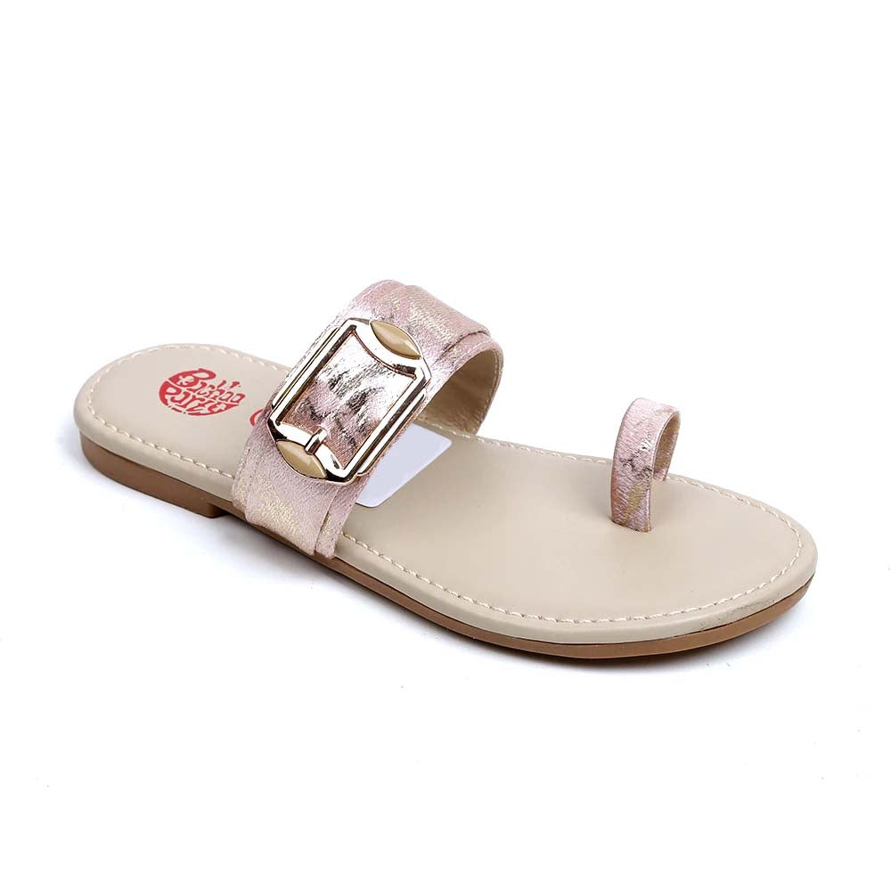 Buckle Strap Slippers For Girls - Peach