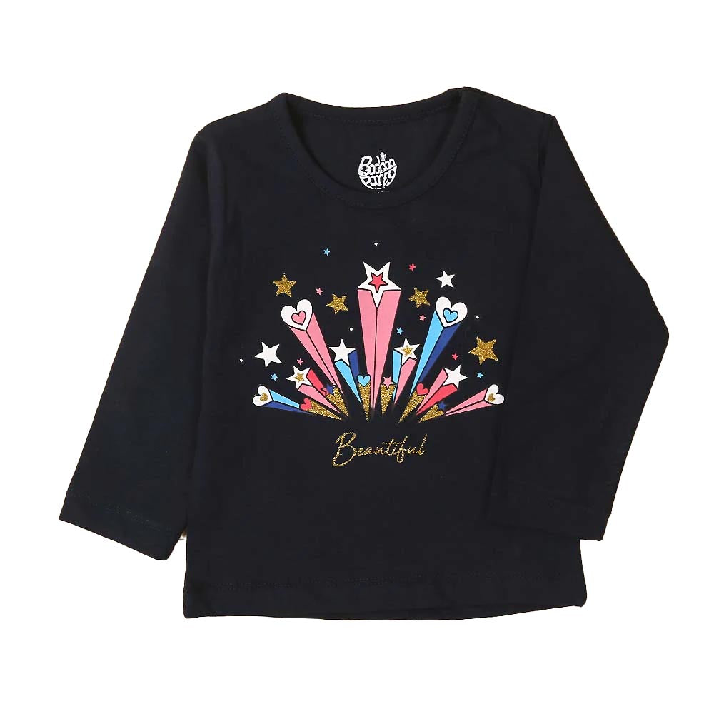 Beautiful T-Shirt For Girls - Navy Blue