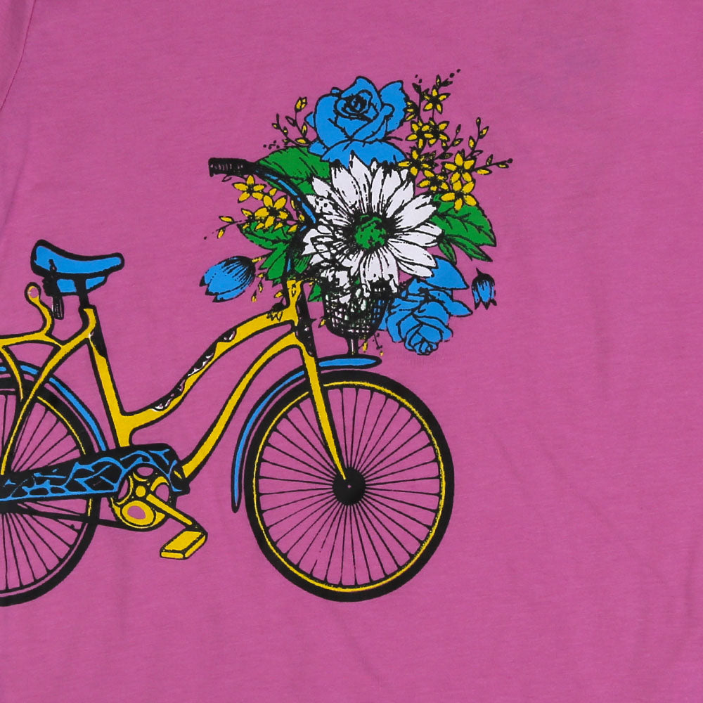 Flower Cycle T-Shirt For Girls - Purple