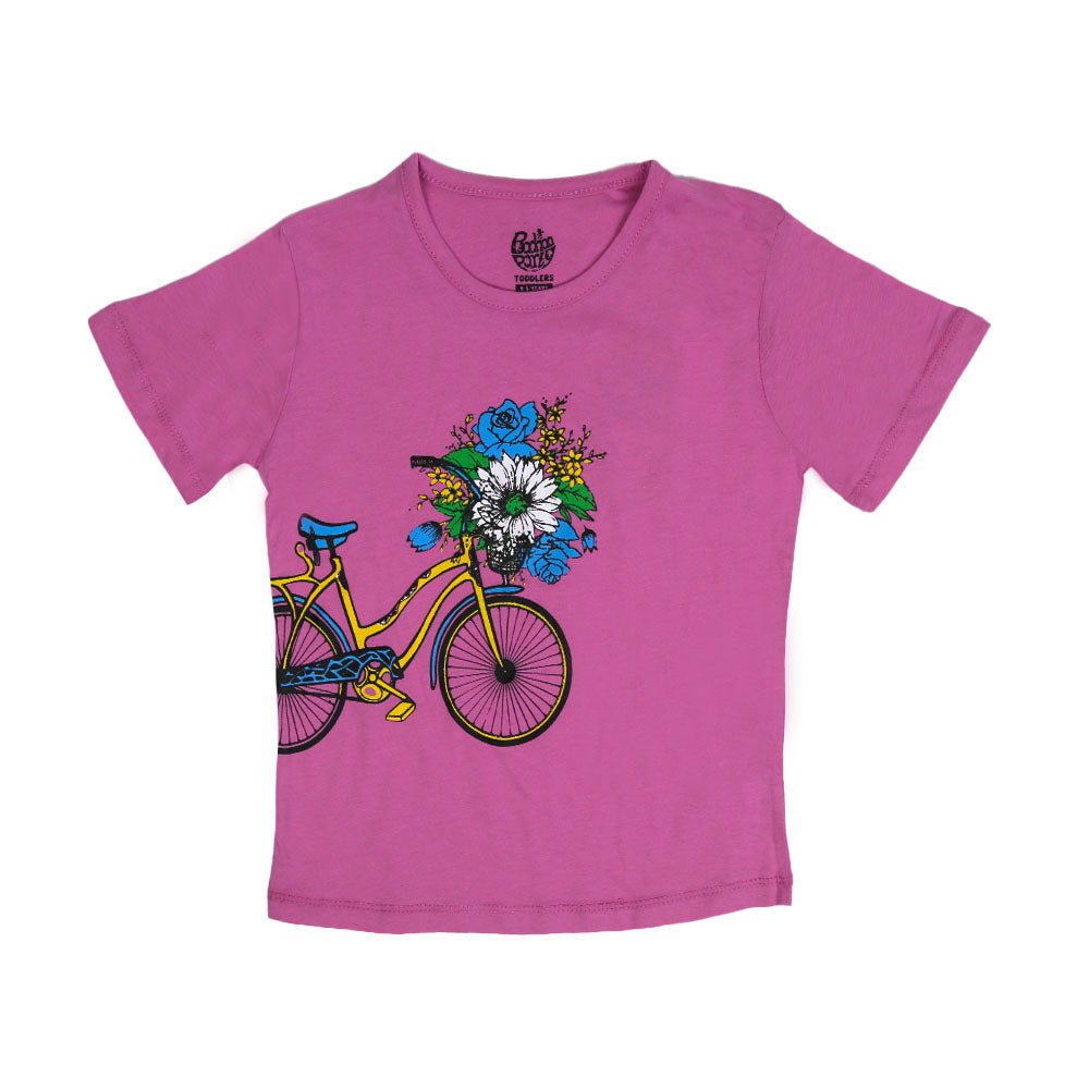 Flower Cycle T-Shirt For Girls - Purple