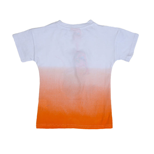 Summer T-Shirt For Girls - White/Orange