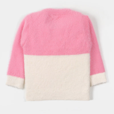 Infant Girls Sweater Meow - Pink/White