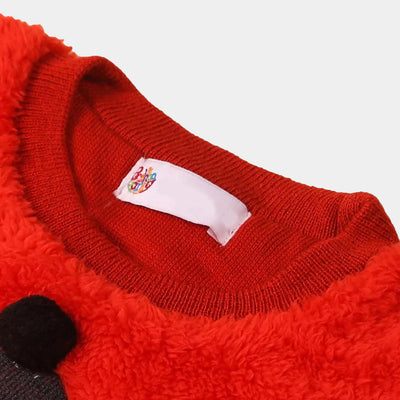 Girls Sweater Sherpa Cap-Red