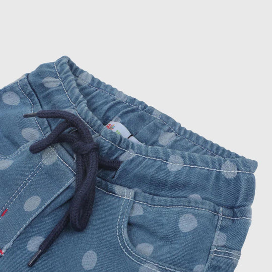 Infant Girls Pant Denim DC Print Dot - LIGHT BLUE