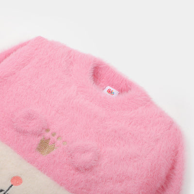 Infant Girls Sweater Meow - Pink/White