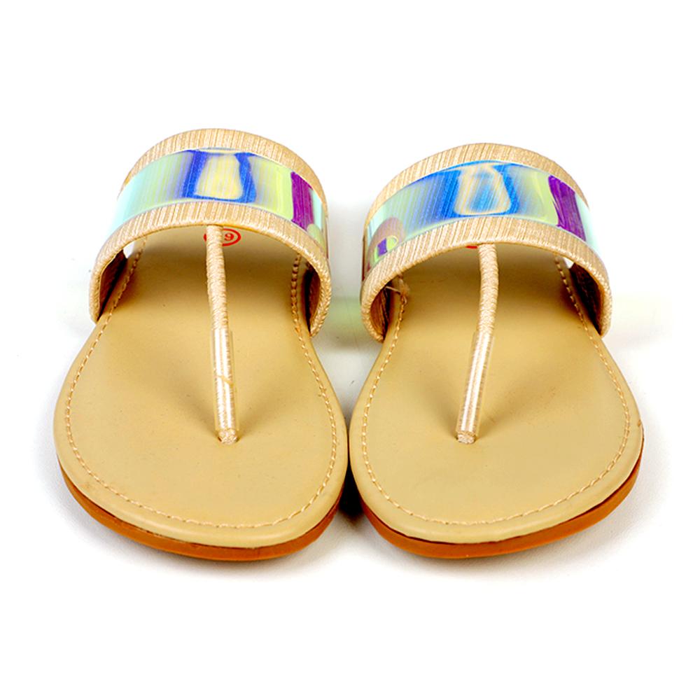 Casual Ethnic Slipper For Girls - Beige