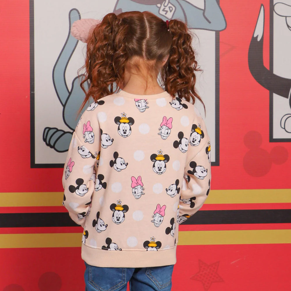 Girls Sweatshirt Characters Printed - Peach