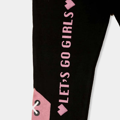 Go Girls Terry Pajama For Girls - Black