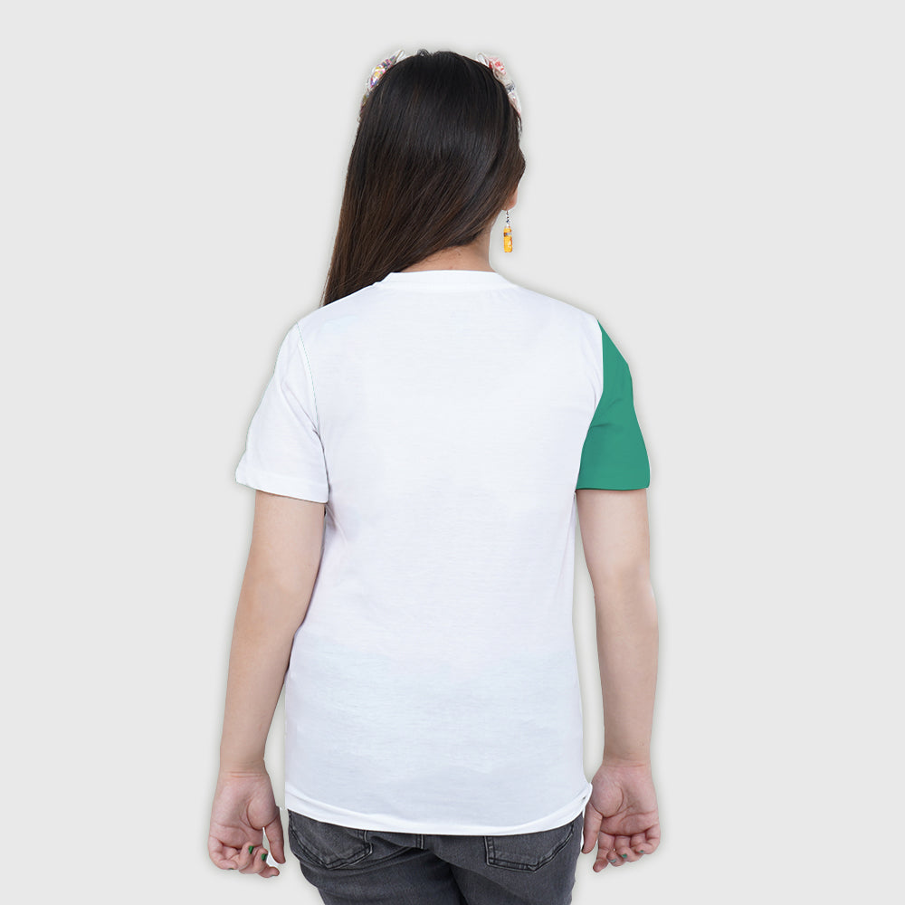 Girls T-Shirt Azadi Mubarak - B.White