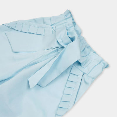 Infant Girls Pant Cotton Pocket Frill - Blue