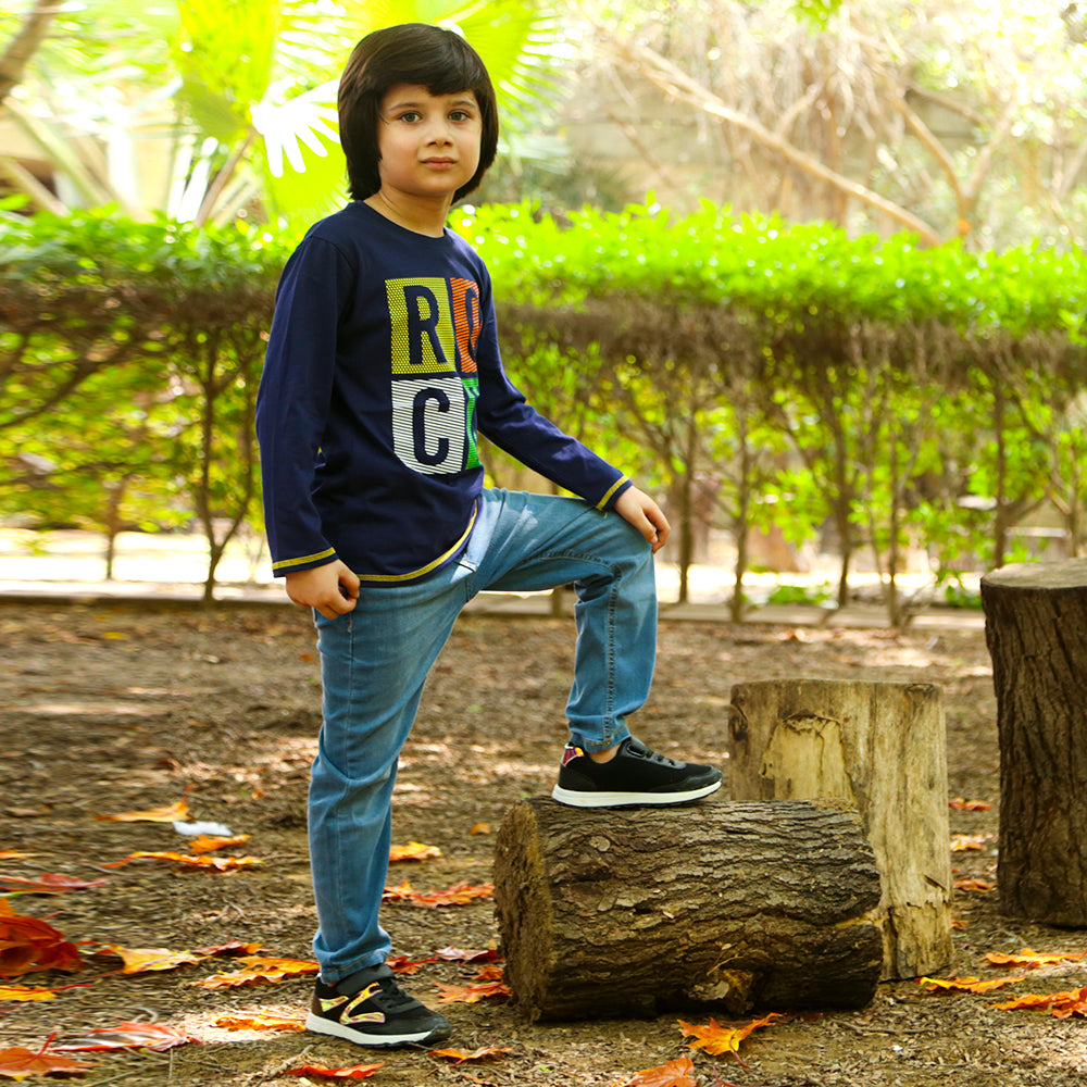 Rock T-Shirt For Boys - Navy