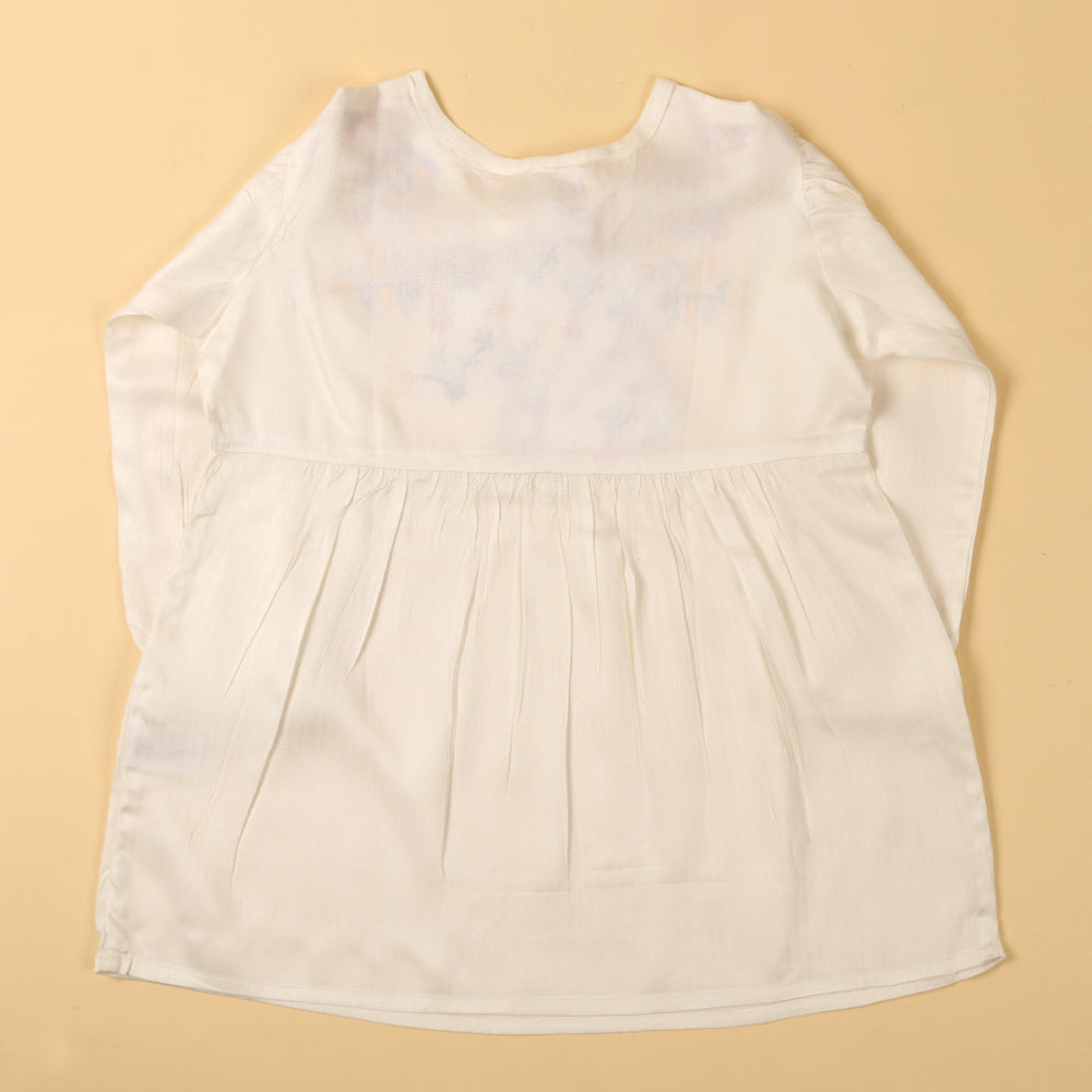 Embroidery Top For Girls - White