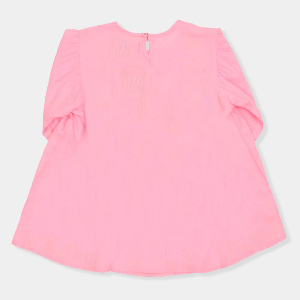 Girls Top Embroidered Org - Pink