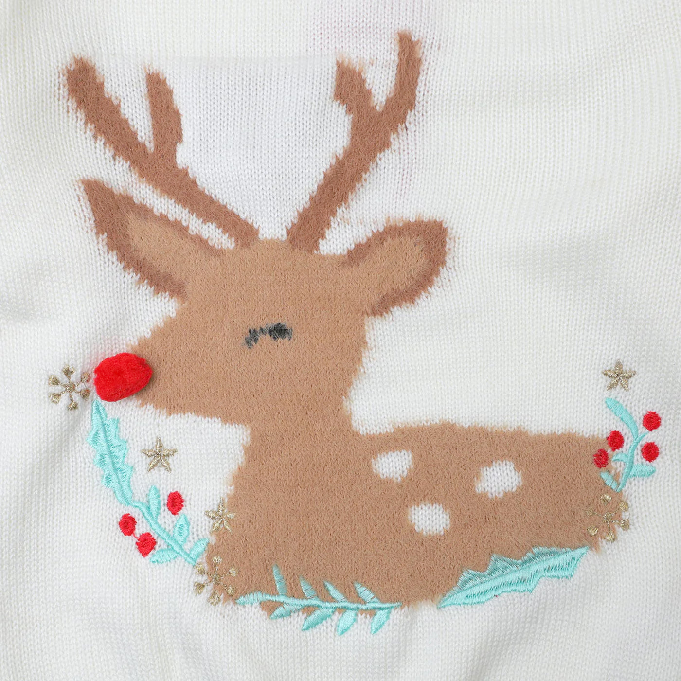 Girls Sweater Reindeer - White