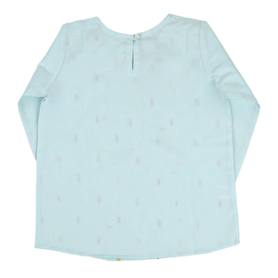 Forest Embroidered Top For Girls - Light Blue