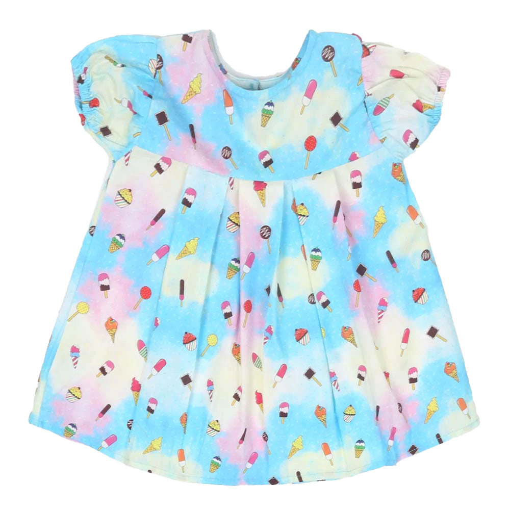 Cup Cake Digital Print Casual Top For Girls - Blue