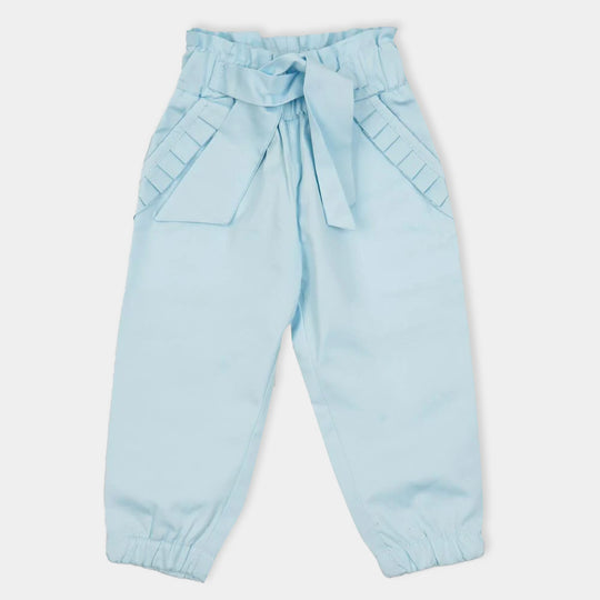 Infant Girls Pant Cotton Pocket Frill - Blue