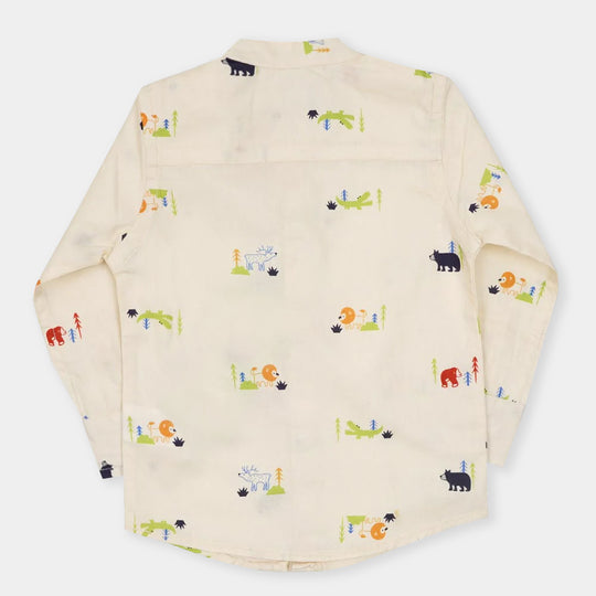 Infant Boys Casual Shirt Forest Friend - BEIGE