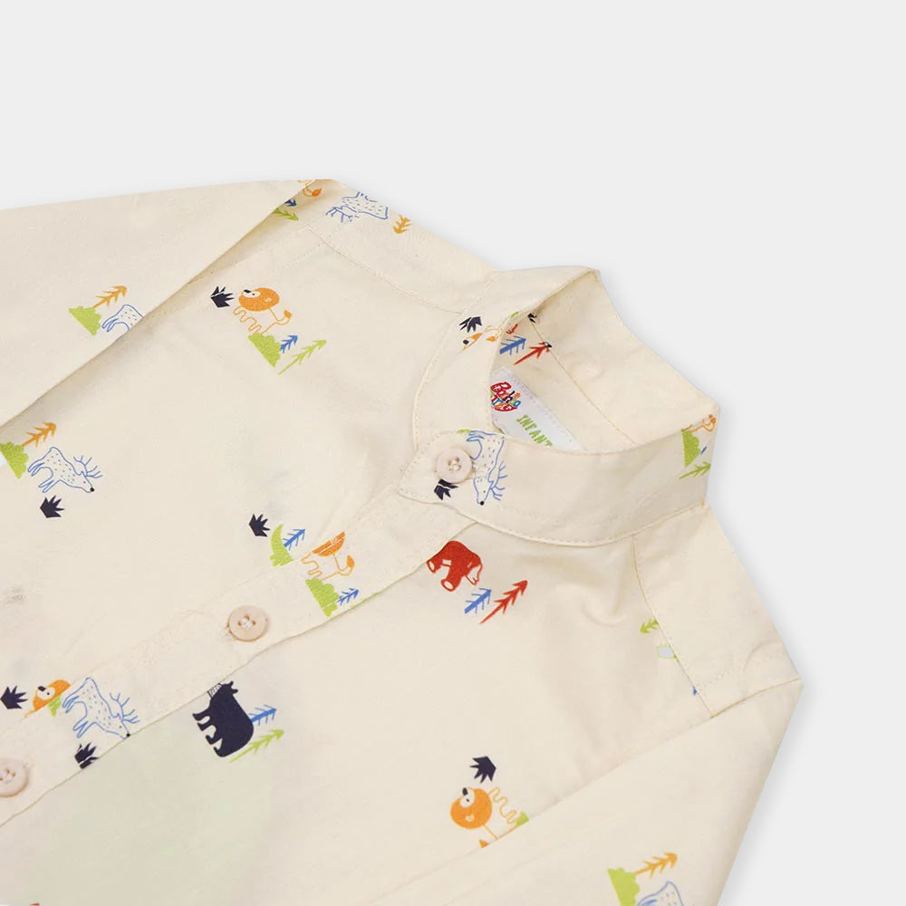 Infant Boys Casual Shirt Forest Friend - BEIGE