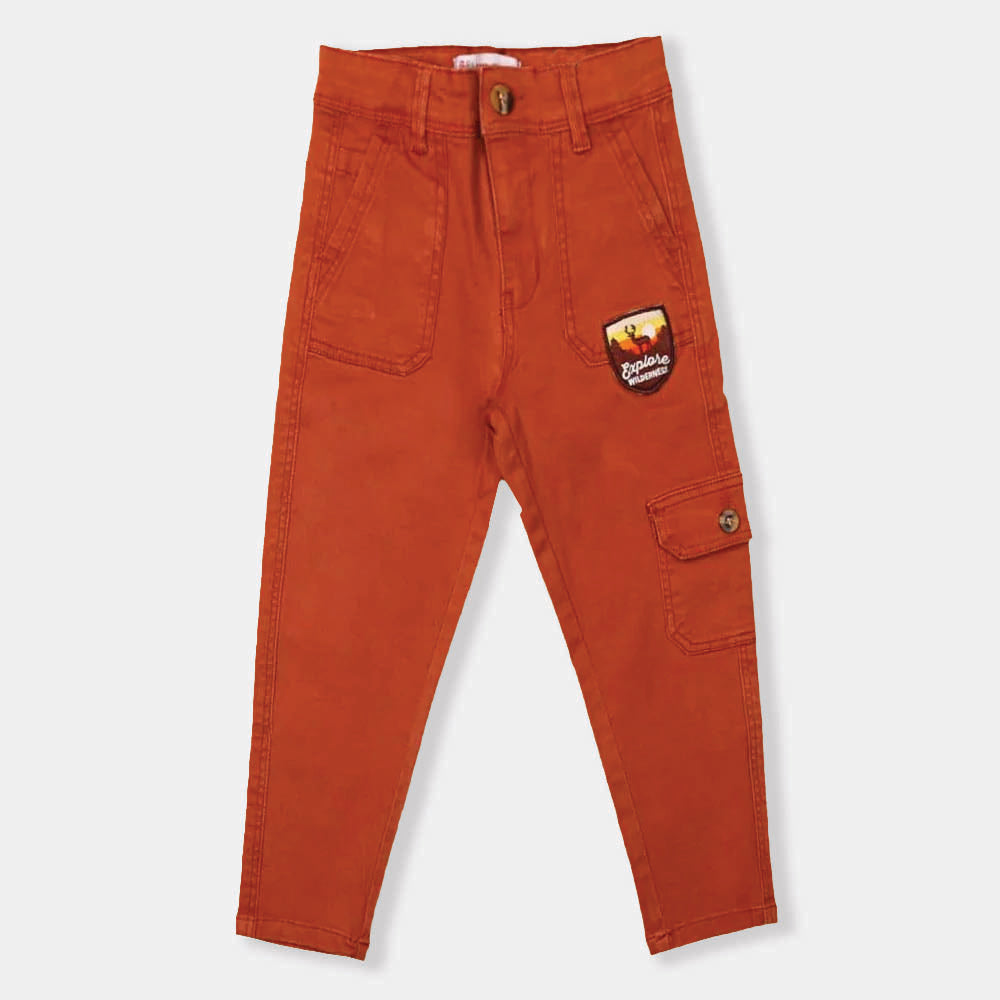 Cargo Explore Cotton Pant For Boys - Rust