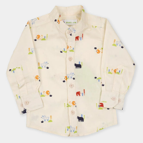 Infant Boys Casual Shirt Forest Friend - BEIGE