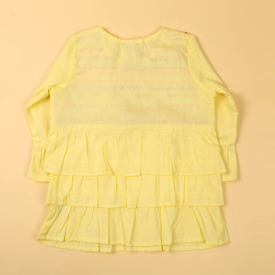 Embroidered Top For Girls - Yellow