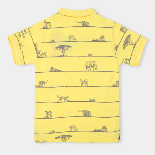 Boys Polo All Over Print -Lemonade