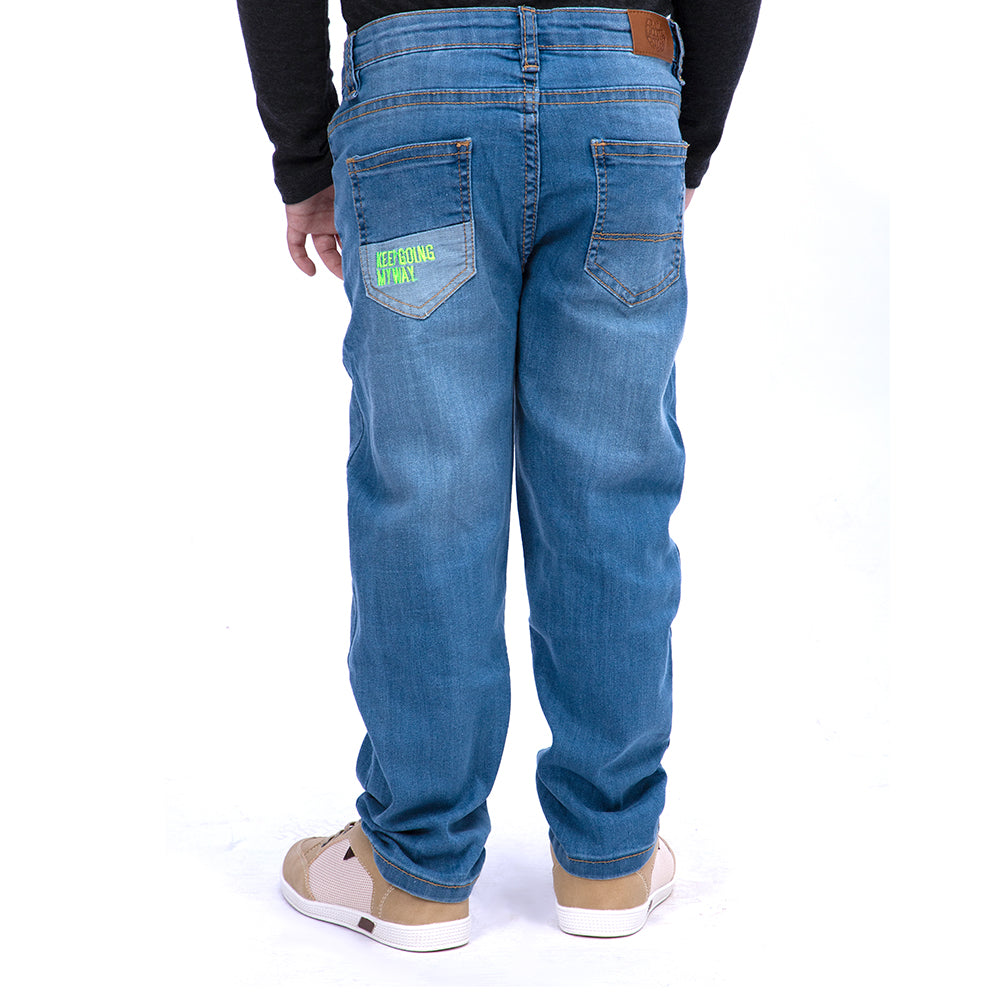 EMB Denim Pant For Boys - Blue