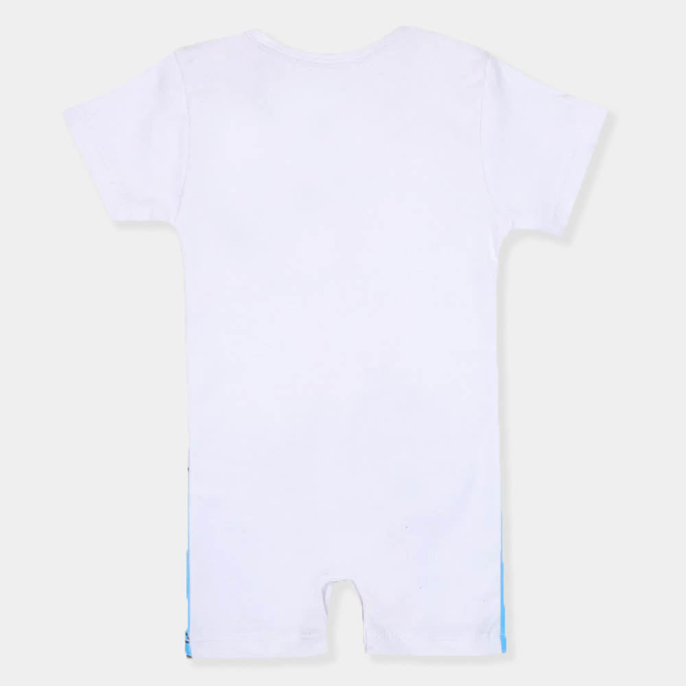 Infant Boys Knitted Romper Look at My Mom - White