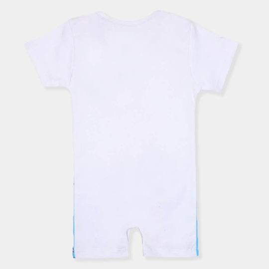 Infant Boys Knitted Romper Look at My Mom - White