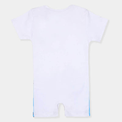 Infant Boys Knitted Romper Look at My Mom - White