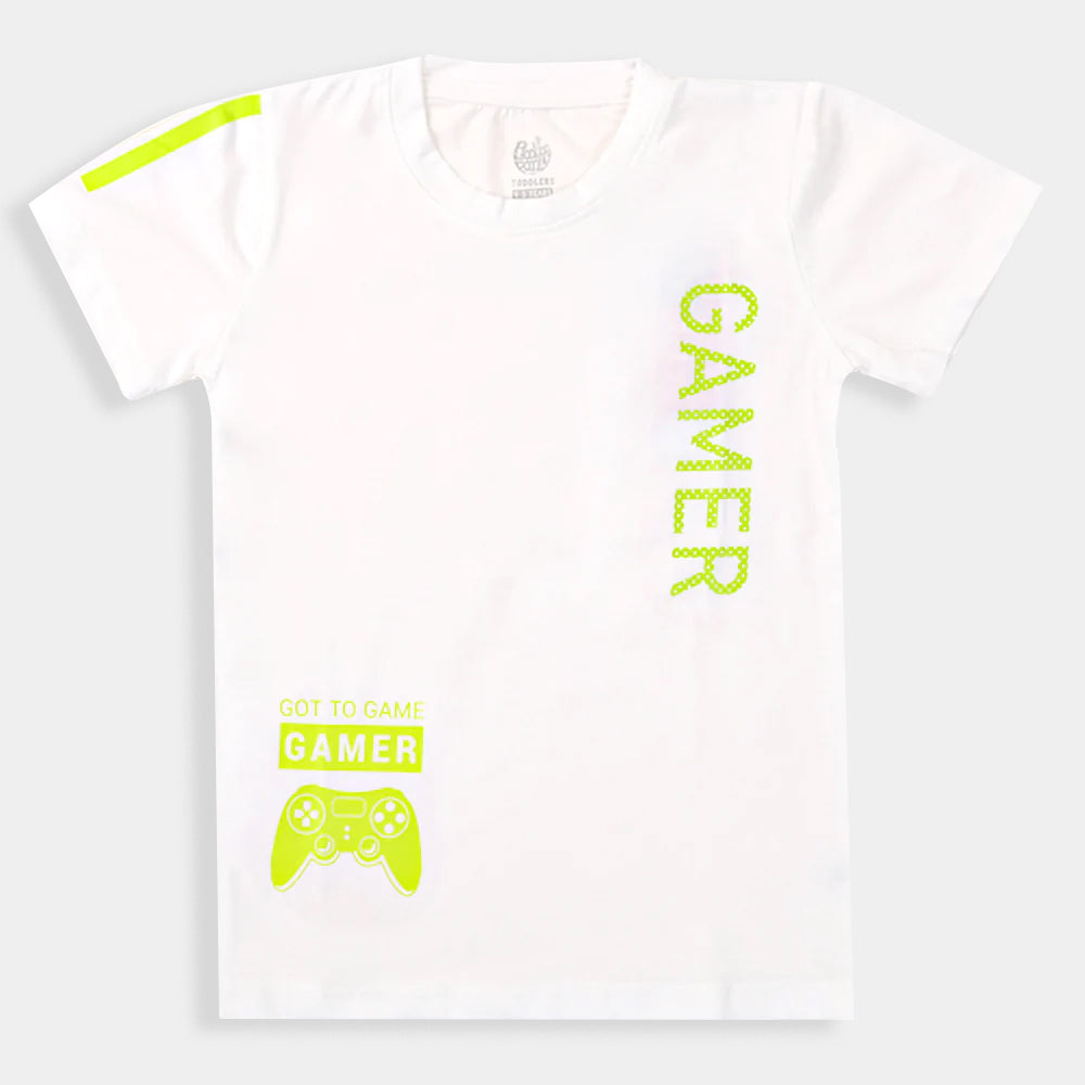 Boys T-Shirt Gamer E-C-White