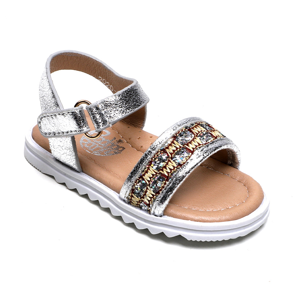Fancy Shiny Sandal For Girls - Silver