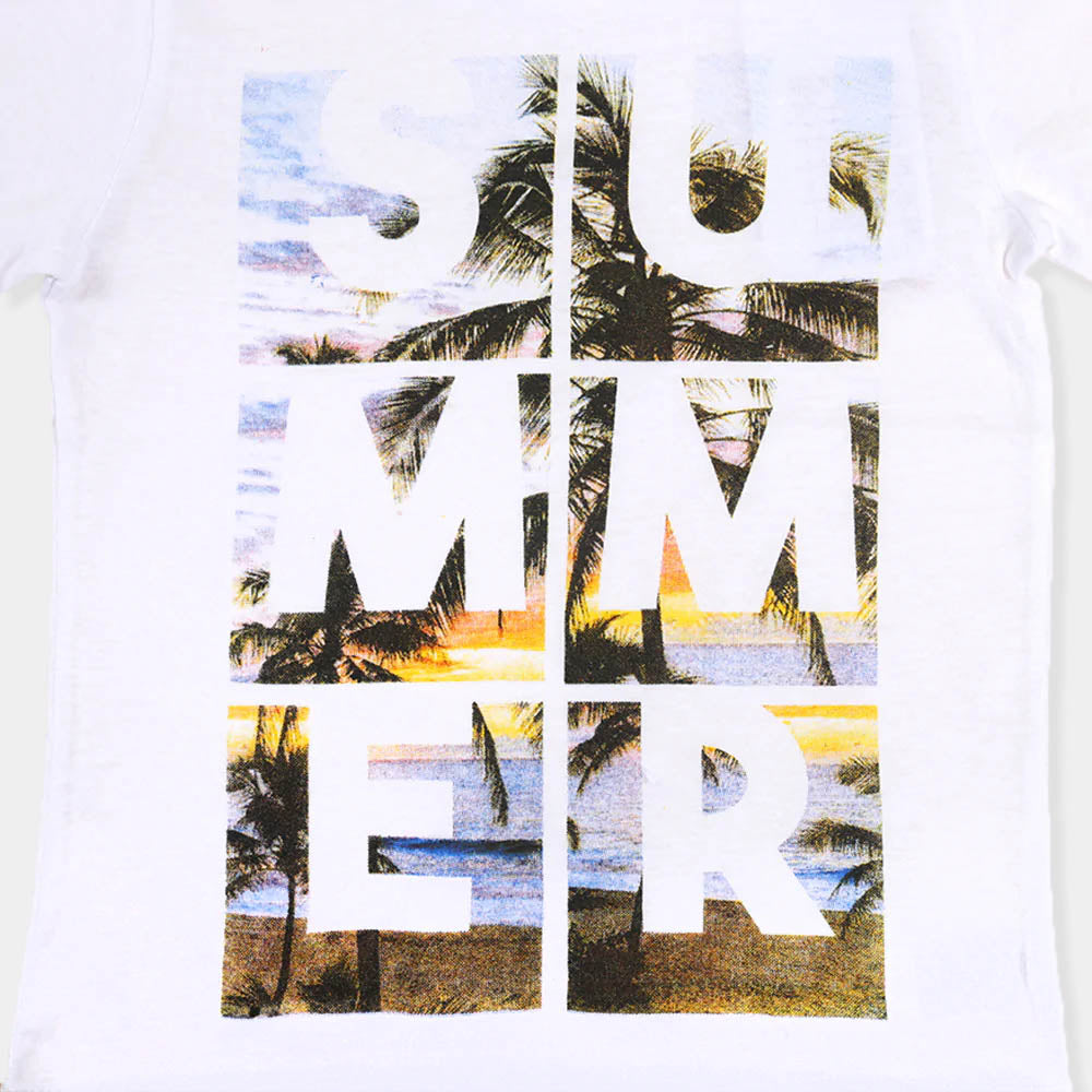 Boys T-Shirt Summer E-C-White