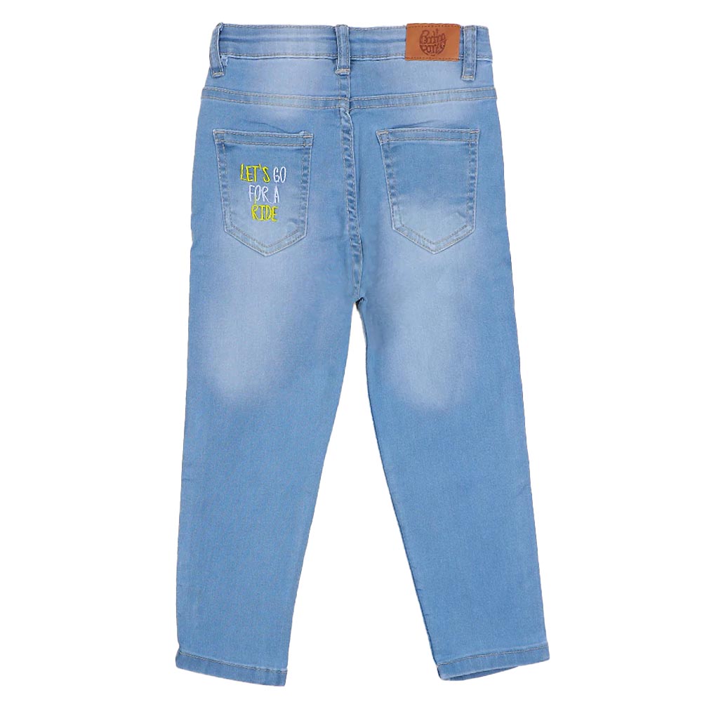 Lets Go Denim Pant For Girls - Ice Blue