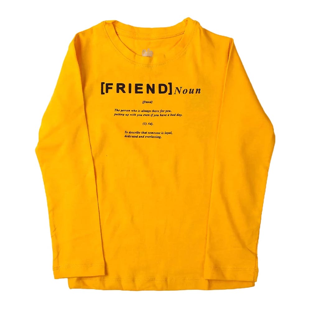 Friends Noun T-Shirt For Girls - Yellow