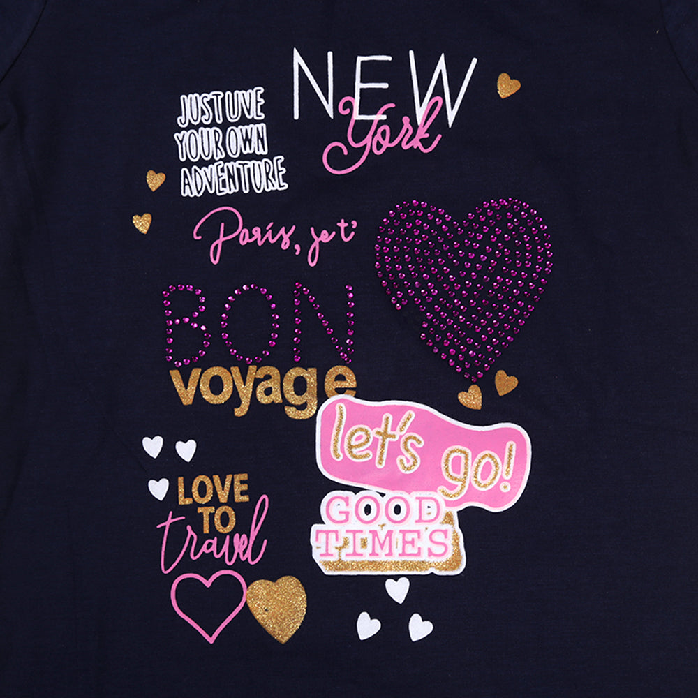 Good Time T-Shirt For Girls - Navy Blue